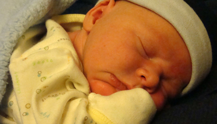 Two-week-old sleeping infant